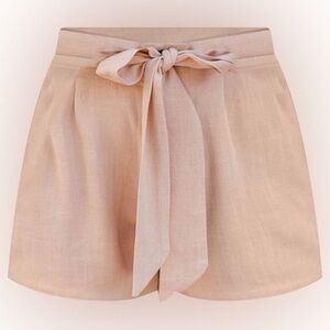 NWOT Pink Lily Tan Paperbag Linen Shorts